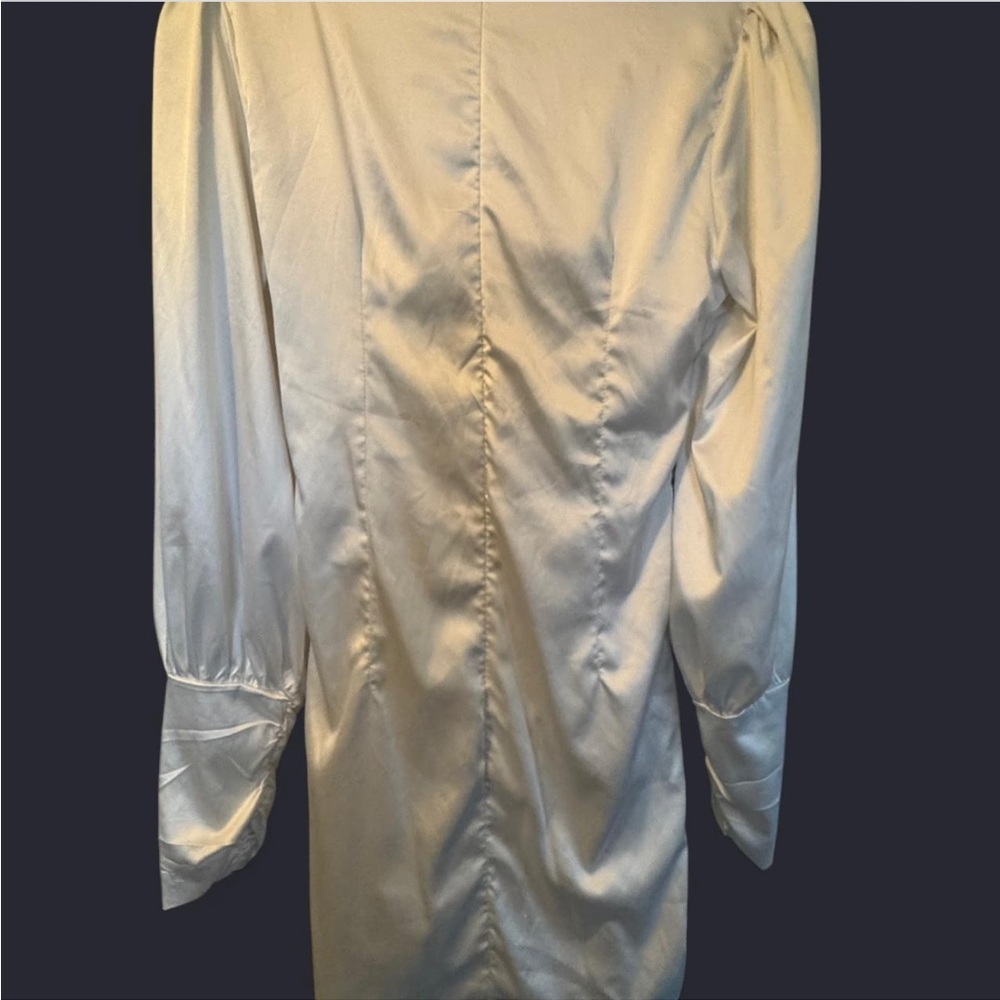 White Satin Dress Twist Front Ruched Satin Dress size small - Picture 6 of 8